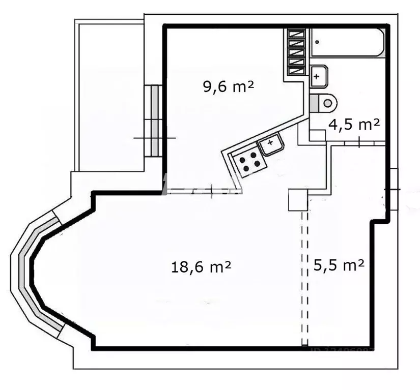 1-к кв. Свердловская область, Екатеринбург ул. Циолковского, 29 (38.7 ... - Фото 2