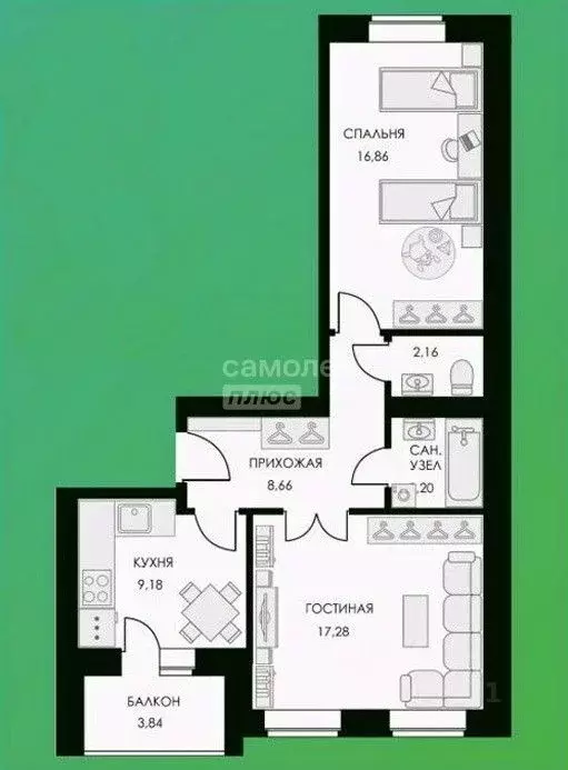 2-к кв. Калужская область, Калуга ул. Изумрудная, 6к1 (59.3 м) - Фото 2