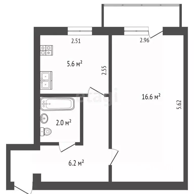 1-к кв. Севастополь ул. Льва Толстого, 62 (32.2 м) - Фото 1