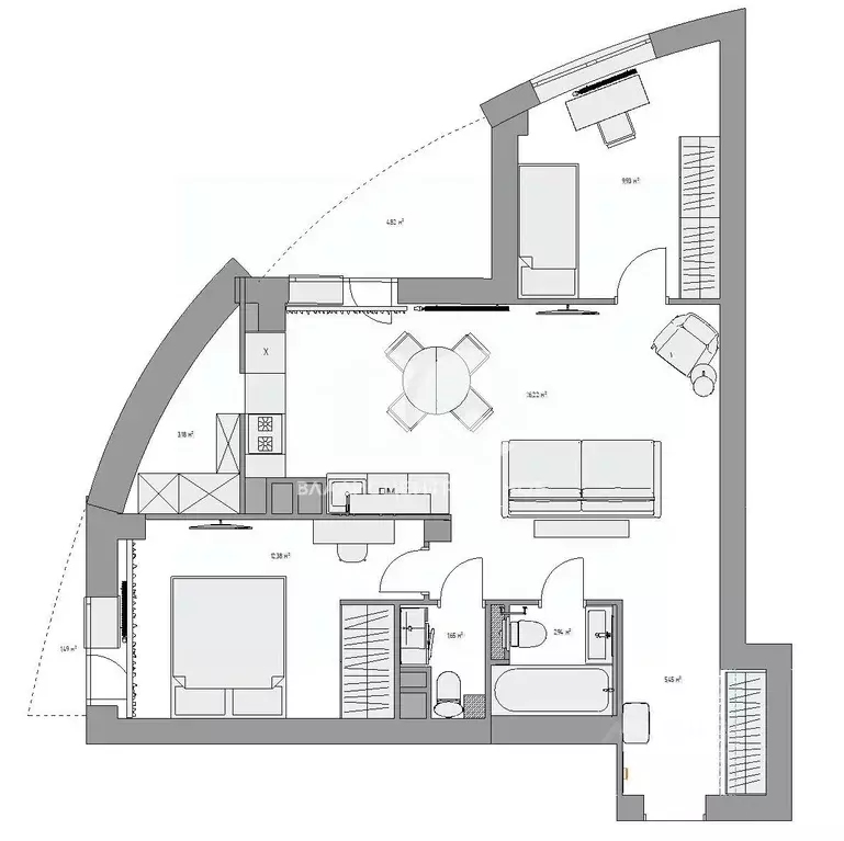 3-к кв. Новосибирская область, Новосибирск ул. Галущака, 15 (62.0 м) - Фото 1