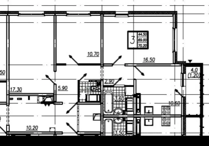 Квартира, 3 комнаты, 68 м - Фото 1