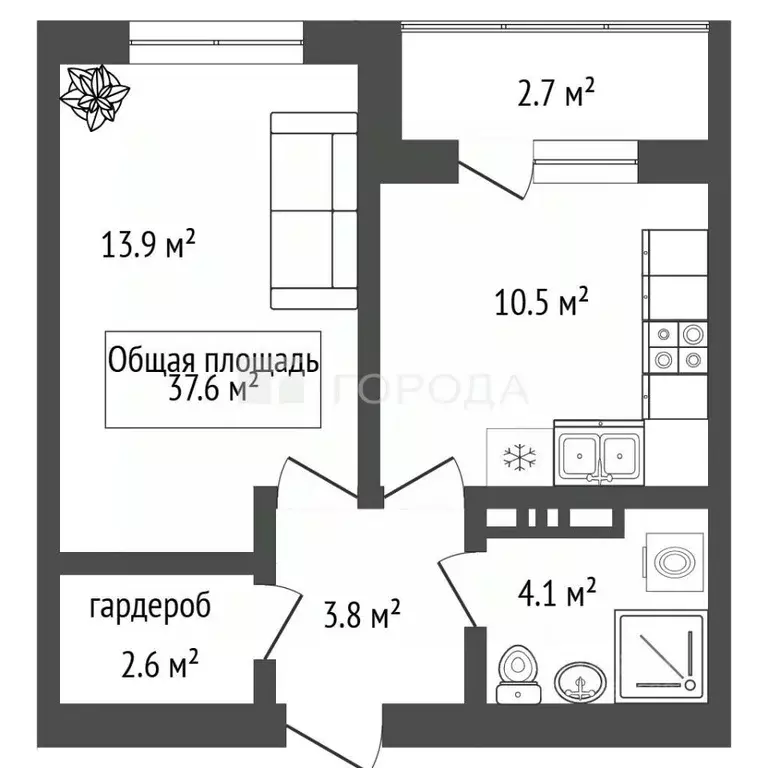 1-к кв. Новосибирская область, Новосибирск Тайгинская ул., с3 (37.6 м) - Фото 0