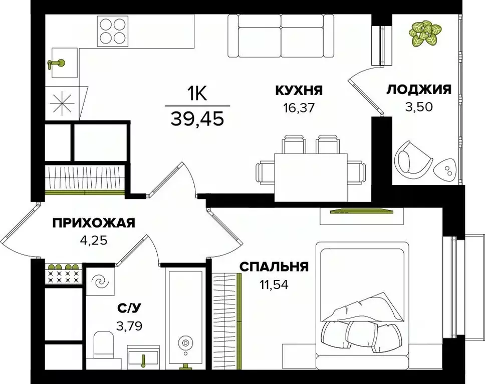 1-к кв. Тульская область, Тула  (39.45 м) - Фото 0