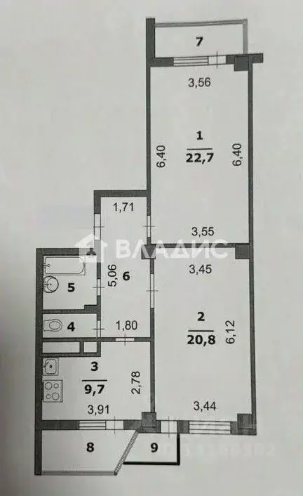 2-к кв. Белгородская область, Белгород ул. Шаландина, 5А (76.0 м) - Фото 2