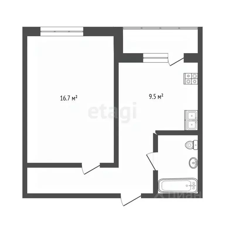 1-к кв. Ростовская область, Батайск ул. Клары Цеткин, 176А (38.6 м) - Фото 2