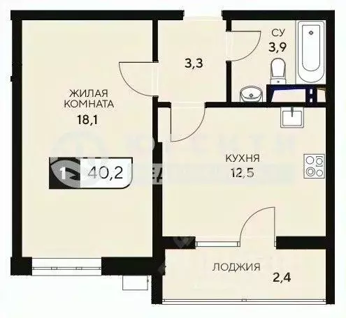 1-к кв. Краснодарский край, Анапа Анапское ш., 18к1 (42.6 м) - Фото 1