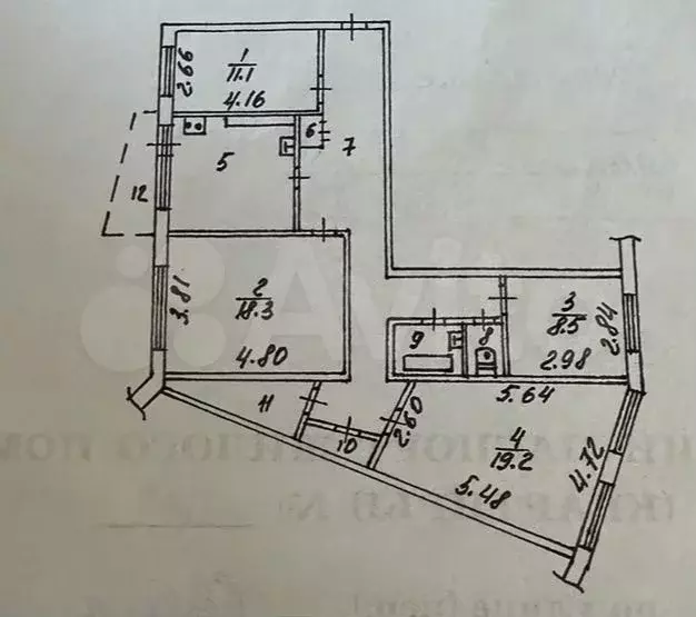 4-к. квартира, 98,7 м, 3/9 эт. - Фото 0
