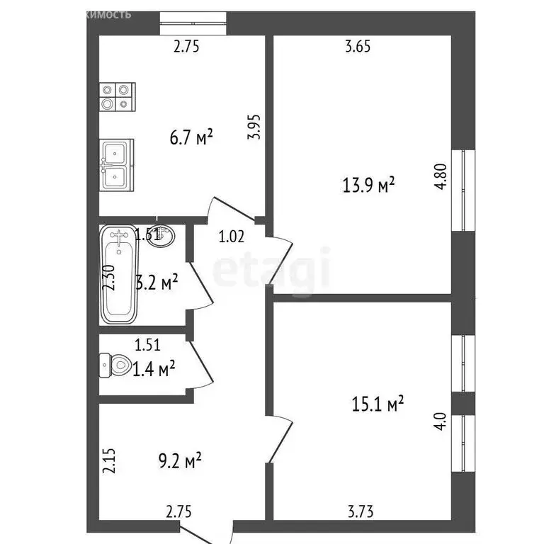 2-комнатная квартира: Самара, улица Санфировой, 84 (49.5 м) - Фото 1