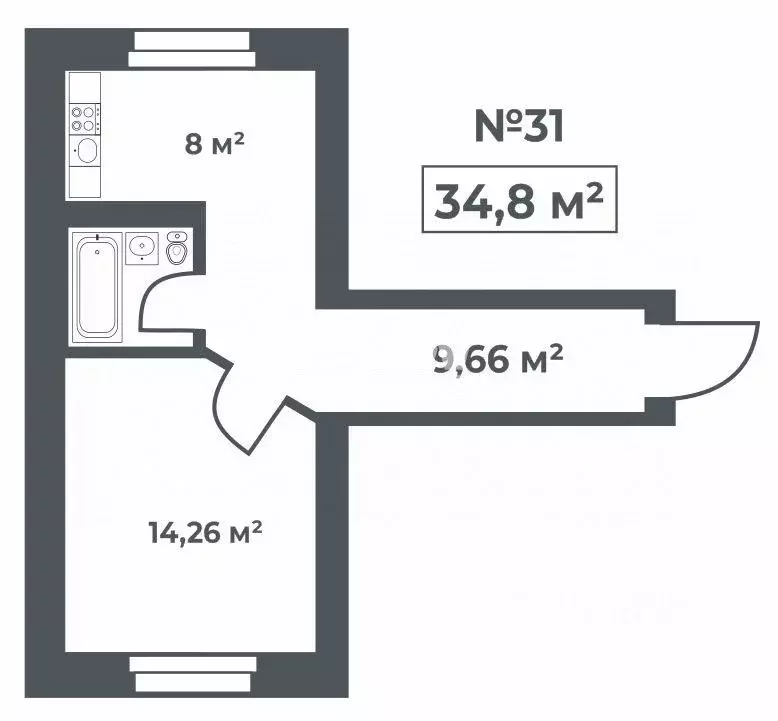 1-к кв. Челябинская область, Чебаркульский муниципальный округ, д. ... - Фото 2