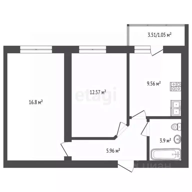 2-к кв. Ярославская область, Ярославль Ленинградский просп., 98/2 ... - Фото 1