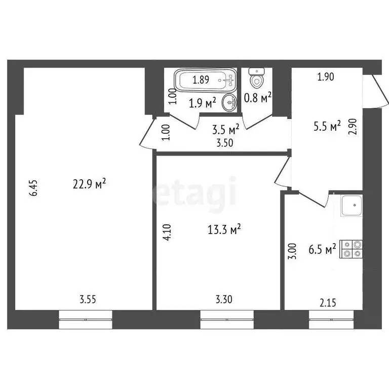 2-комнатная квартира: Саранск, улица Васенко, 2 (54.4 м) - Фото 1