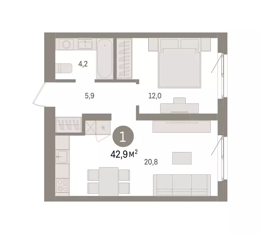 1-комнатная квартира: Екатеринбург, жилой район Юго-Западный, жилой ... - Фото 2