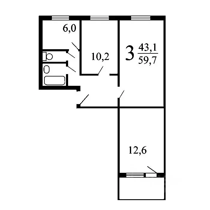 3-к кв. Иркутская область, Иркутск ул. Ярославского, 238 (59.4 м) - Фото 1