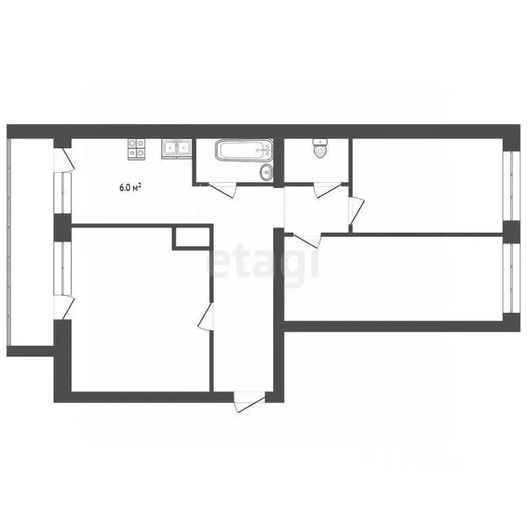 3-к кв. Забайкальский край, Читинский район, Новокручининский пгт ул. ... - Фото 2