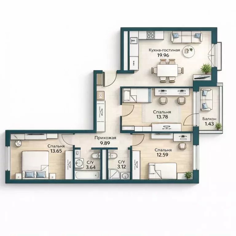 3-к кв. Московская область, Одинцовский городской округ, с. ... - Фото 2