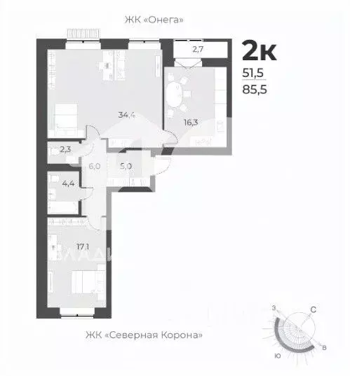 3-к кв. Новосибирская область, Новосибирск ул. Имени генерал-майора ... - Фото 1