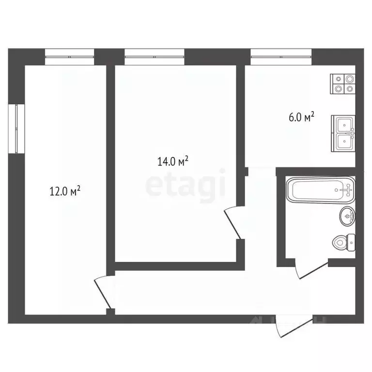 2-к кв. Тамбовская область, Тамбов ул. Маяковского, 24 (43.7 м) - Фото 1
