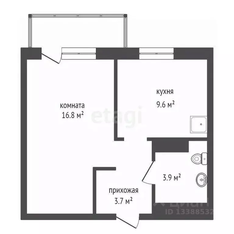 1-к кв. Красноярский край, Красноярск ул. Петра Подзолкова, 19 (35.5 ... - Фото 2