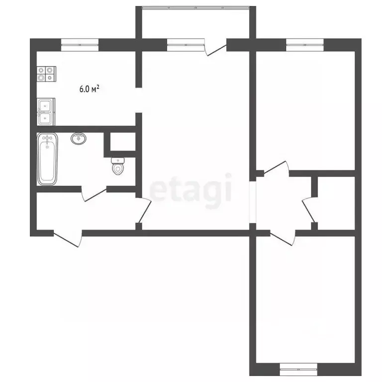 3-к кв. Московская область, Дмитровский муниципальный округ, Деденево ... - Фото 1
