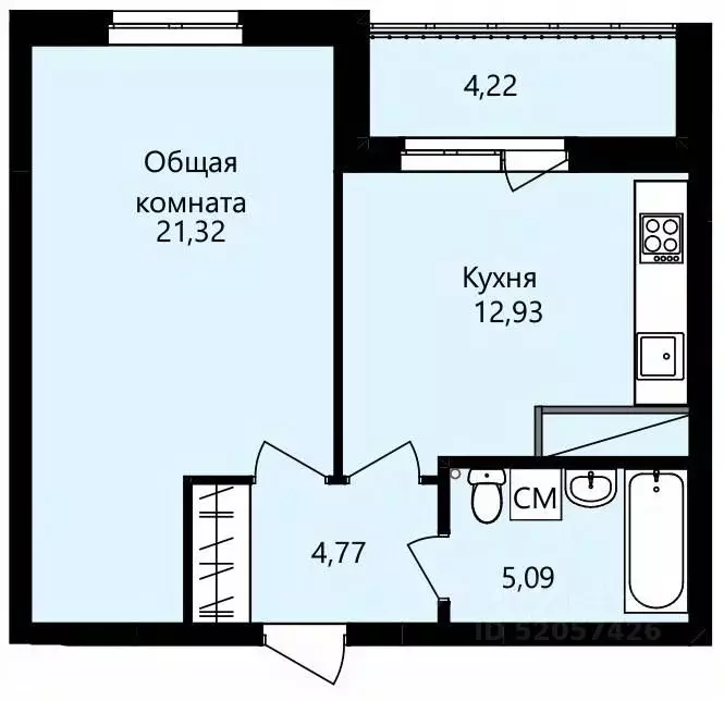 1-к кв. Мордовия, Саранск Юбилейный жилрайон, 4-й мкр,  (46.22 м) - Фото 0