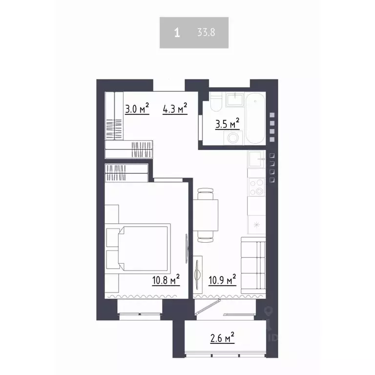 2-к кв. Кемеровская область, Новокузнецкий муниципальный округ, пос. ... - Фото 1
