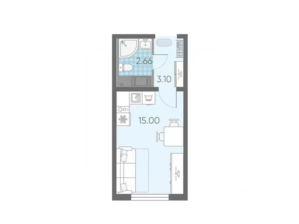 Студия Санкт-Петербург ул. Пахомовская, 10к4 (20.7 м) - Фото 0