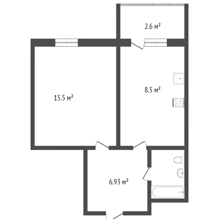 1-комнатная квартира: Тобольск, 15-й микрорайон, 30 (38.2 м) - Фото 1