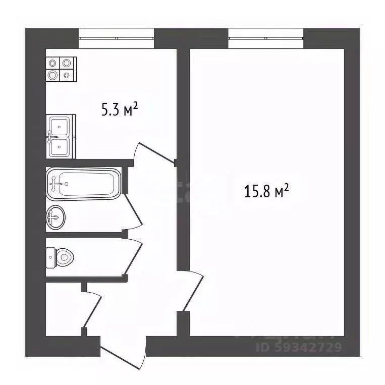 1-к кв. Архангельская область, Архангельск ул. В.И. Воронина, 53 (30.4 ... - Фото 1