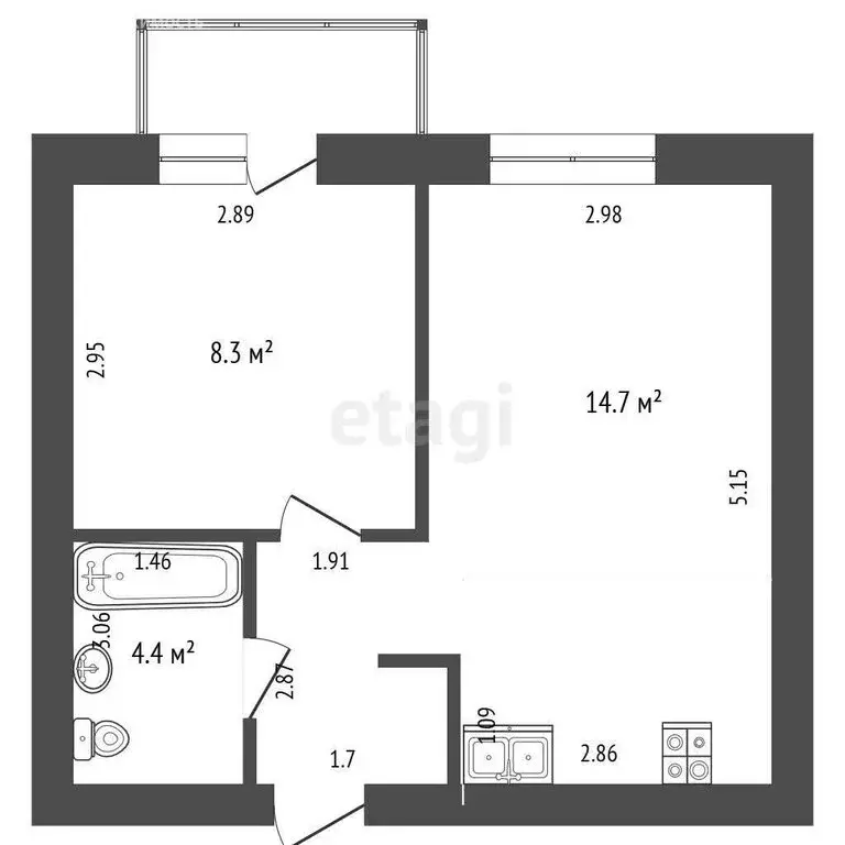 1-комнатная квартира: Яр, улица Строителей, 21 (30.1 м) - Фото 0