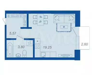 Квартира-студия, 29,4 м, 5/17 эт. - Фото 1