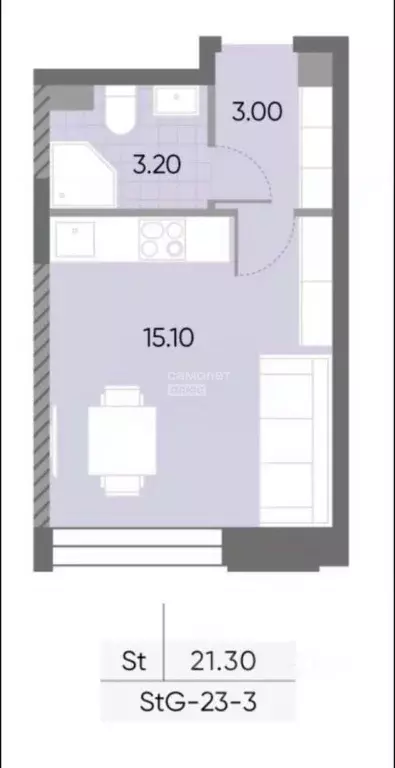 Студия Москва 1В Москворечья кв-л,  (21.3 м) - Фото 2