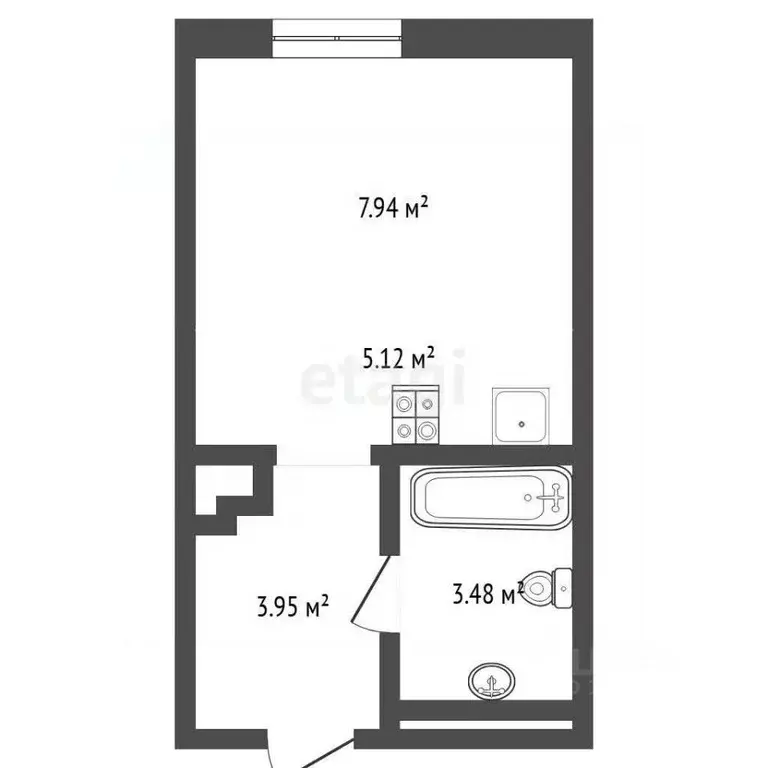 Студия Тюменская область, Тюмень ул. Первооткрывателей, 2 (26.0 м) - Фото 1