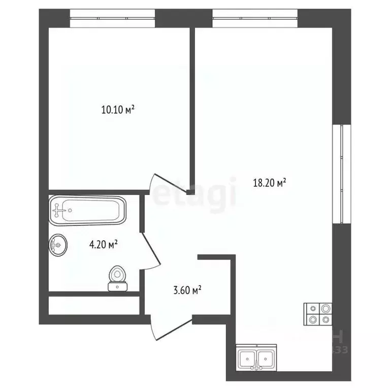 1-к кв. Санкт-Петербург ул. Тосина, 1к2 (35.7 м) - Фото 1