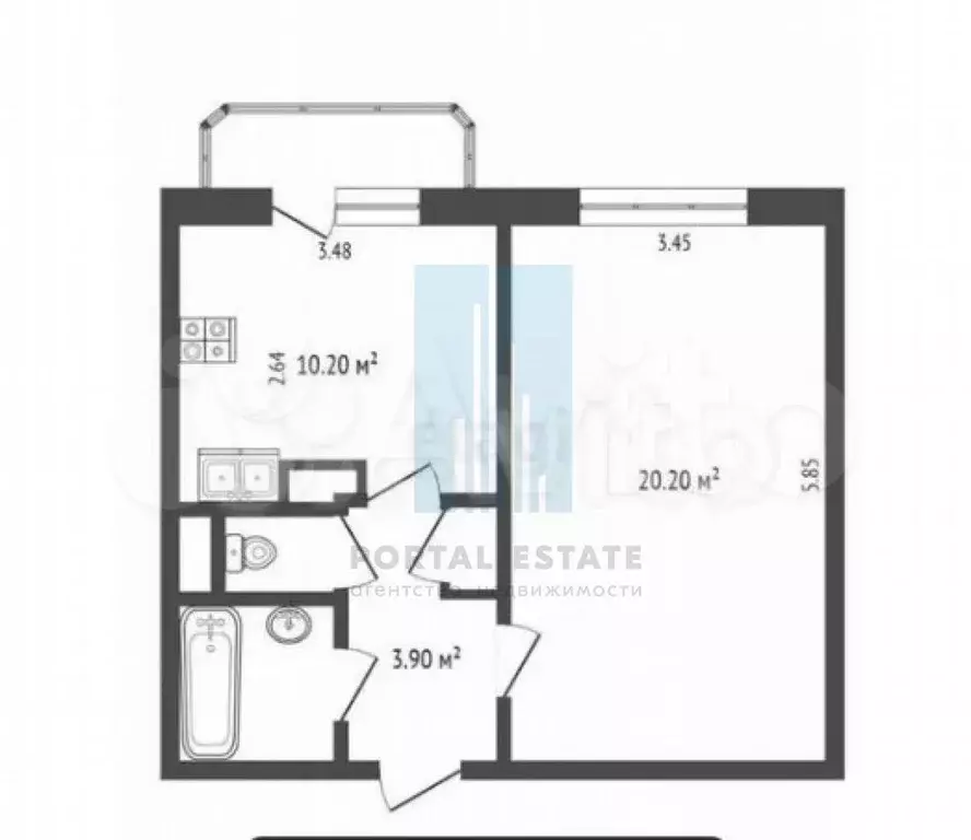 1-к. квартира, 40 м, 17/21 эт. - Фото 0