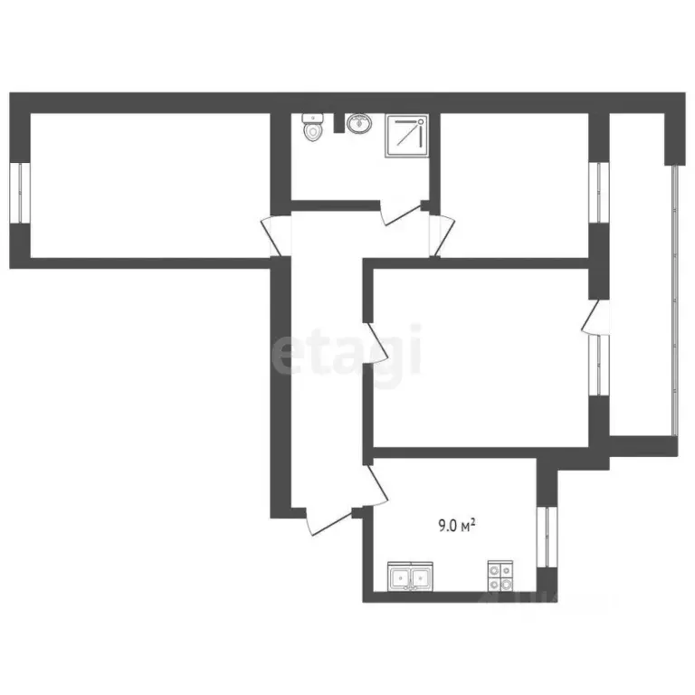 3-к кв. Тюменская область, Тюмень ул. Щербакова, 142к3 (58.7 м) - Фото 1