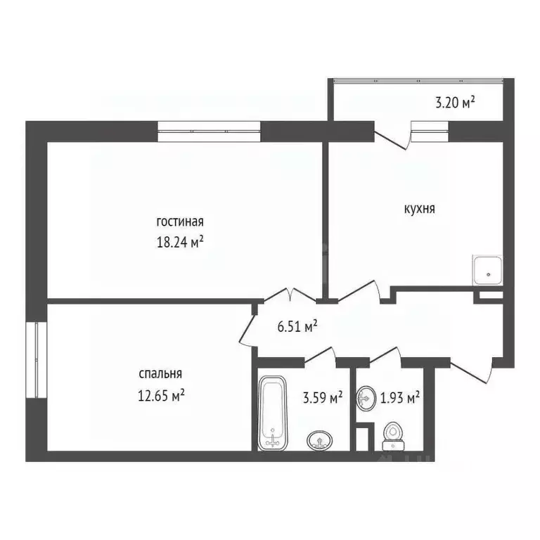 2-к кв. Красноярский край, Красноярск ул. Академгородок, 66 (54.9 м) - Фото 2