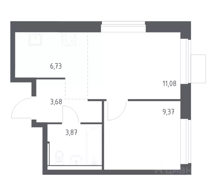 1-к кв. Московская область, Ленинский городской округ, Мисайлово пгт, ... - Фото 1