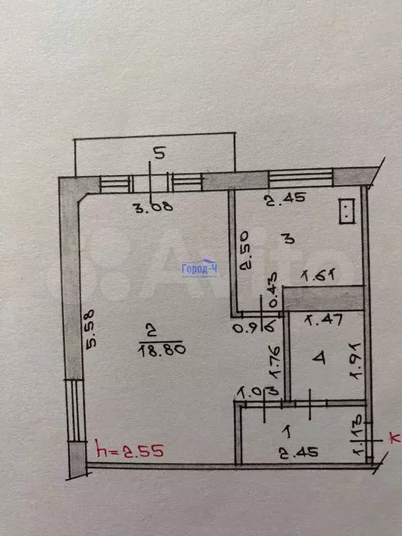 1-к. квартира, 29,8 м, 5/5 эт. - Фото 0