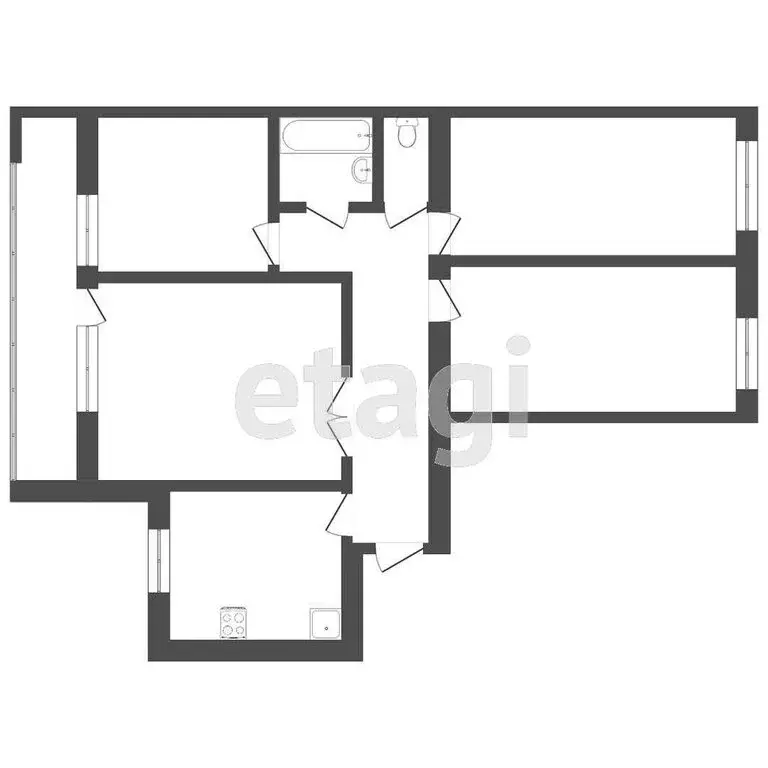 4-комнатная квартира: Тюмень, Станционная улица, 38Б (73.4 м) - Фото 1