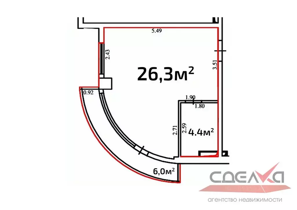 Студия Севастополь ул. Летчиков, 6 (37.7 м) - Фото 1