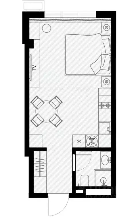 Студия Краснодарский край, Сочи ул. Ленина, 290/8к2 (29.6 м) - Фото 0