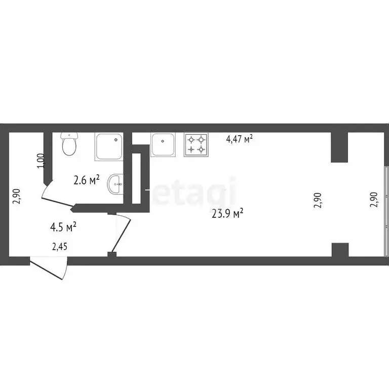 Квартира-студия: Краснодар, Конгрессная улица, 31 (24 м) - Фото 0