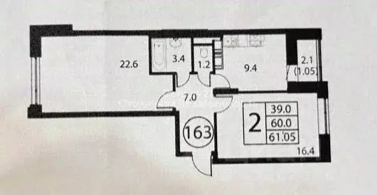 2-к кв. Московская область, Домодедово Авиационный мкр, ул. ... - Фото 1