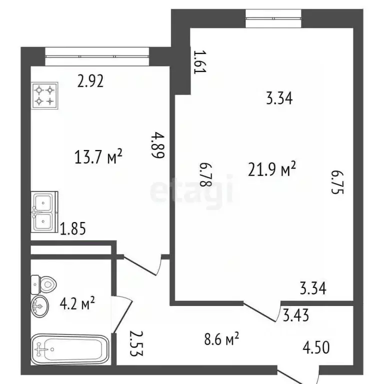 1-к кв. Санкт-Петербург Московский просп., 183-185 (48.4 м) - Фото 2