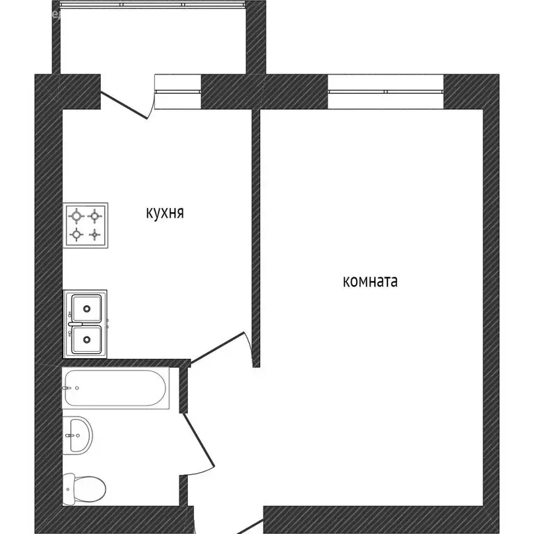 1-комнатная квартира: Ишим, улица Порфирьева, 7 (35.2 м) - Фото 1
