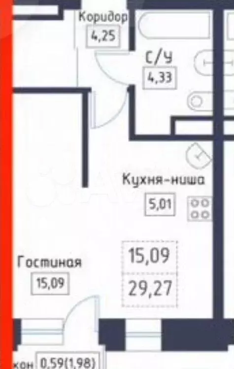 Квартира-студия, 31 м, 19/19 эт. - Фото 0