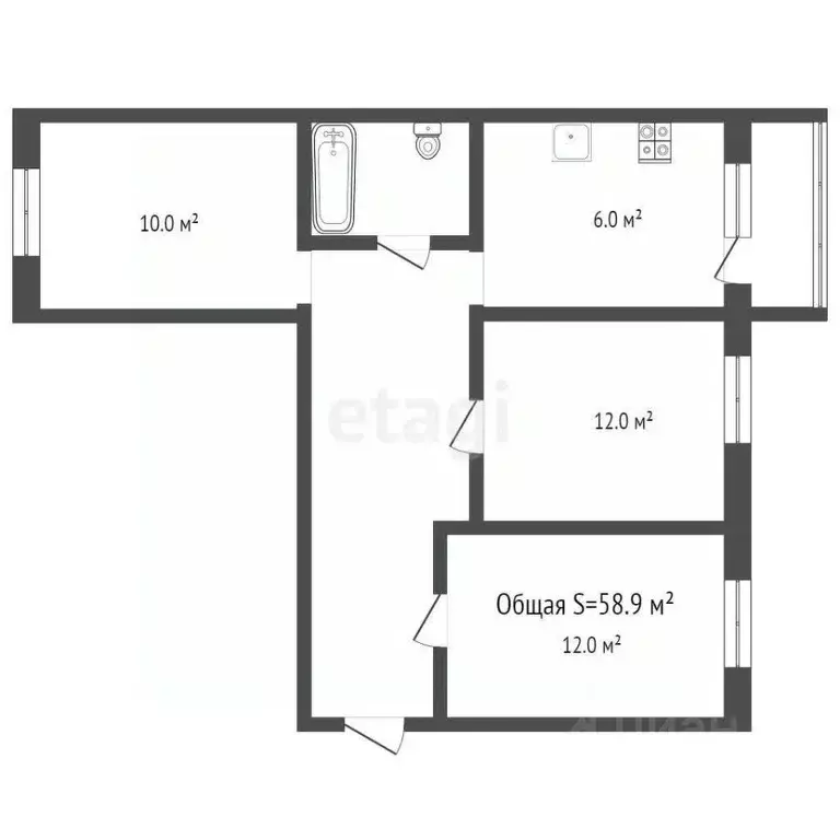 2-к кв. Брянская область, Брянск Советская ул., 50Б (48.0 м) - Фото 1