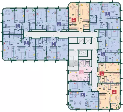 2-к квартира, 65.4 м - Фото 1