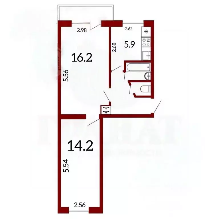 2-к кв. Свердловская область, Малышева пгт ул. Автомобилистов, 6 (44.5 ... - Фото 1