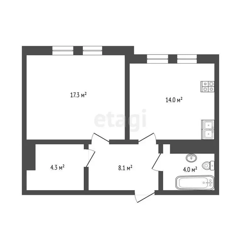 1-комнатная квартира: Тюмень, улица Газовиков, 35 (44.5 м) - Фото 1